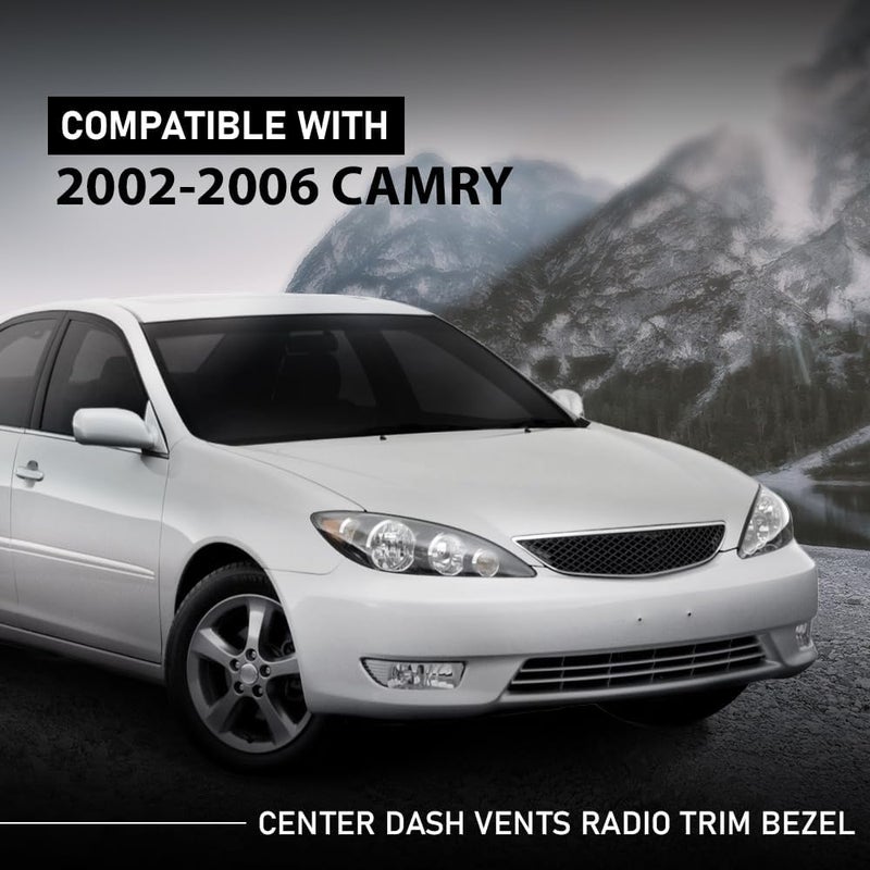 GPLUS Center Dash Bezel Trim Compatible with Toyota Camry 2002-2006 Radio Bezel AC Air Vents Gray Dashboard Cover - Image 2